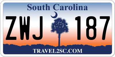 SC license plate ZWJ187