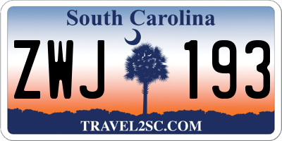 SC license plate ZWJ193