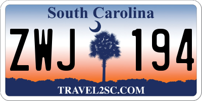 SC license plate ZWJ194