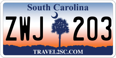 SC license plate ZWJ203