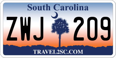 SC license plate ZWJ209