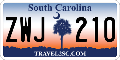 SC license plate ZWJ210