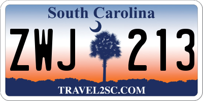 SC license plate ZWJ213
