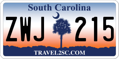 SC license plate ZWJ215