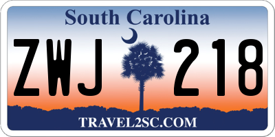 SC license plate ZWJ218