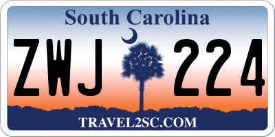 SC license plate ZWJ224
