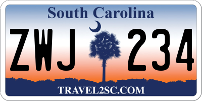 SC license plate ZWJ234