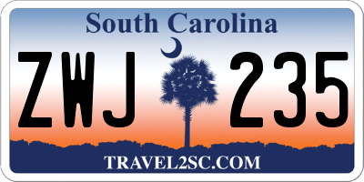 SC license plate ZWJ235