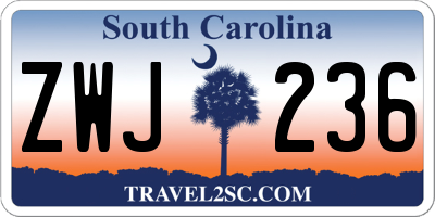 SC license plate ZWJ236