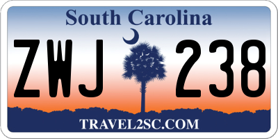 SC license plate ZWJ238