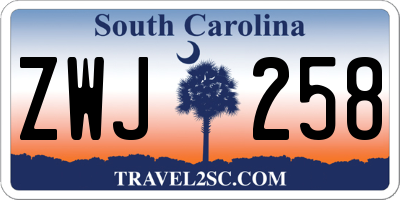 SC license plate ZWJ258