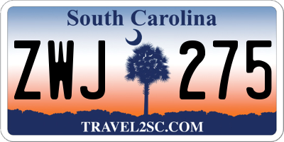 SC license plate ZWJ275
