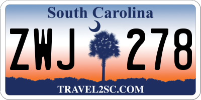 SC license plate ZWJ278