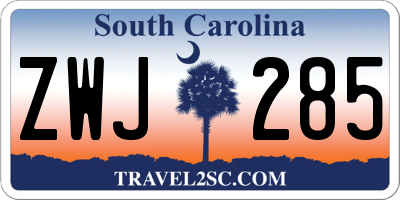 SC license plate ZWJ285