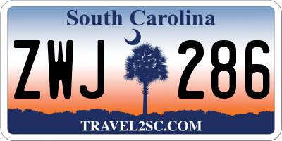 SC license plate ZWJ286