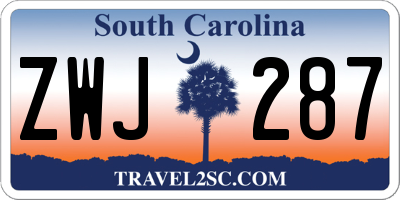 SC license plate ZWJ287