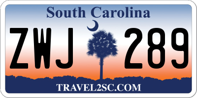 SC license plate ZWJ289