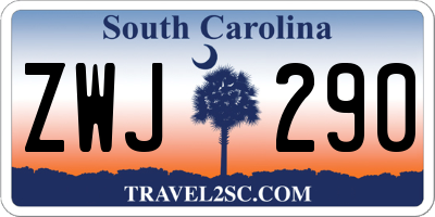 SC license plate ZWJ290