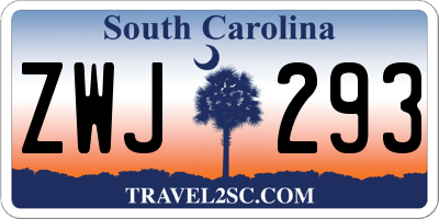 SC license plate ZWJ293