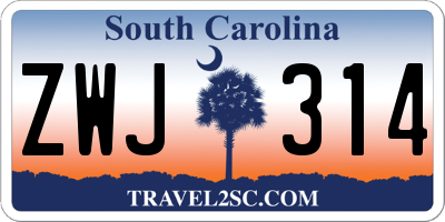 SC license plate ZWJ314