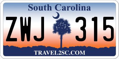 SC license plate ZWJ315