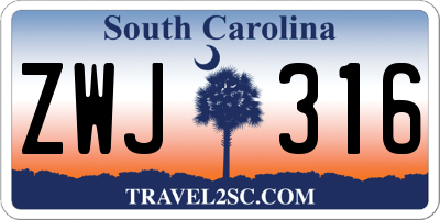 SC license plate ZWJ316