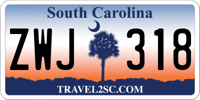 SC license plate ZWJ318