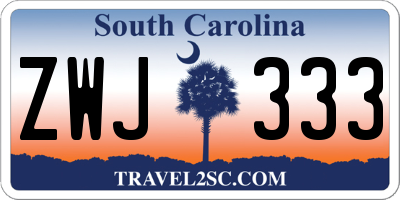 SC license plate ZWJ333