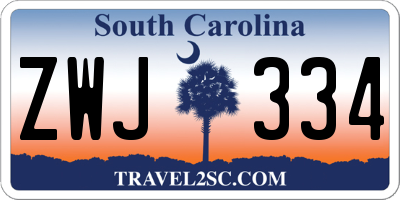 SC license plate ZWJ334