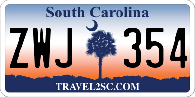 SC license plate ZWJ354