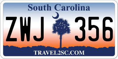 SC license plate ZWJ356