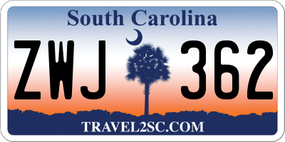 SC license plate ZWJ362