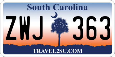 SC license plate ZWJ363