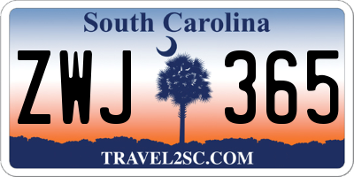 SC license plate ZWJ365