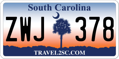 SC license plate ZWJ378