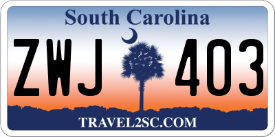 SC license plate ZWJ403