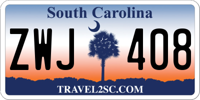 SC license plate ZWJ408