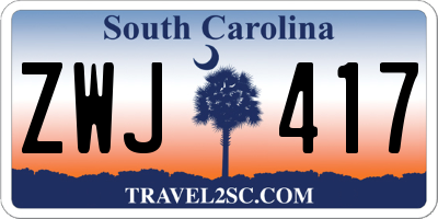 SC license plate ZWJ417