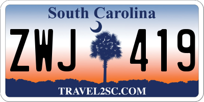 SC license plate ZWJ419