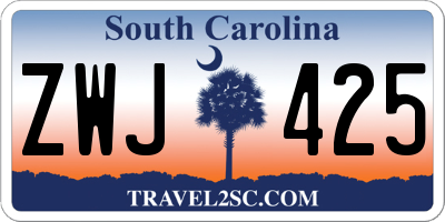 SC license plate ZWJ425