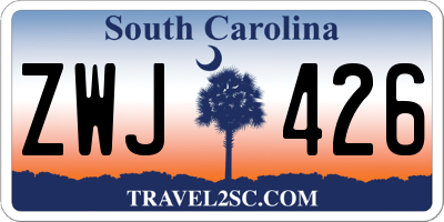 SC license plate ZWJ426