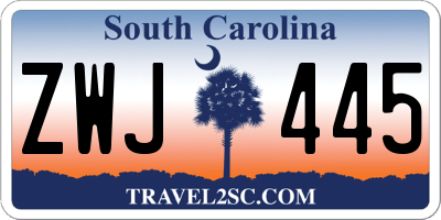 SC license plate ZWJ445