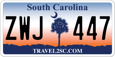 SC license plate ZWJ447