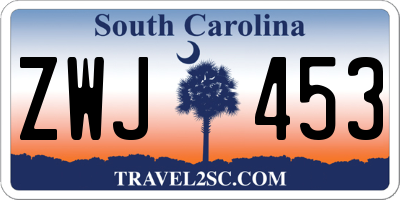 SC license plate ZWJ453