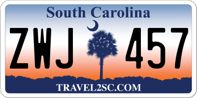 SC license plate ZWJ457