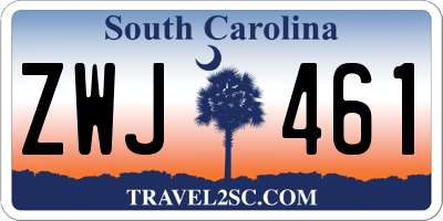 SC license plate ZWJ461