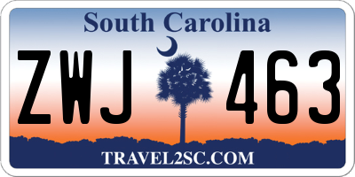 SC license plate ZWJ463