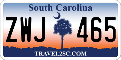 SC license plate ZWJ465