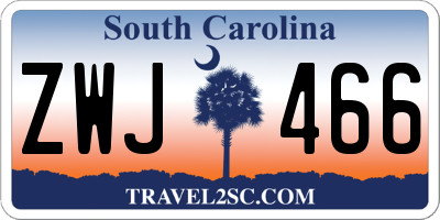 SC license plate ZWJ466