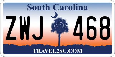 SC license plate ZWJ468